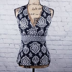 WHBM black and white dressy tank